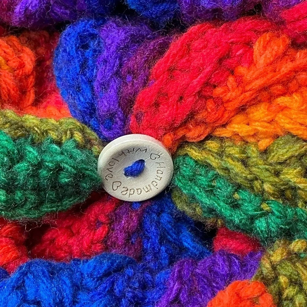 Handcrafted Crochet Multicolor Winter Hat Snowy Wheat Knit Beanie with Pom Pom